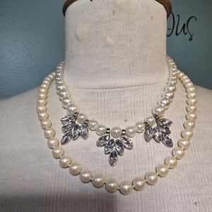 2 in 1 Vintage Double Pearl Necklace Stack